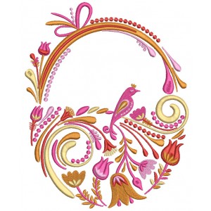 Fancy Ornate Basket With Flowers and Birds Filled Machine Embroidery Design Digitized Pattern